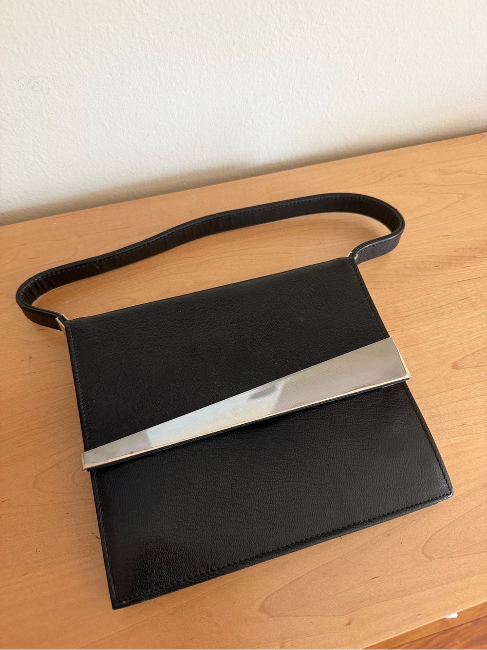 Bally Black Leather Mini Shoulder Bag with Silver Hardware